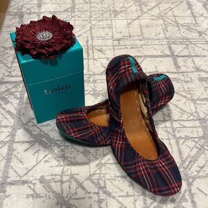 Tieks Heritage Red & Blue Plaid Flats Size 9